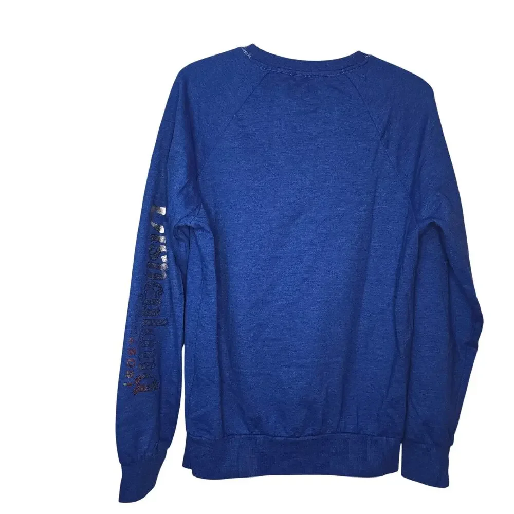 Disneyland Blue Crewneck Sweater Wishes‎ Come True Mickey Mouse Pullover Small